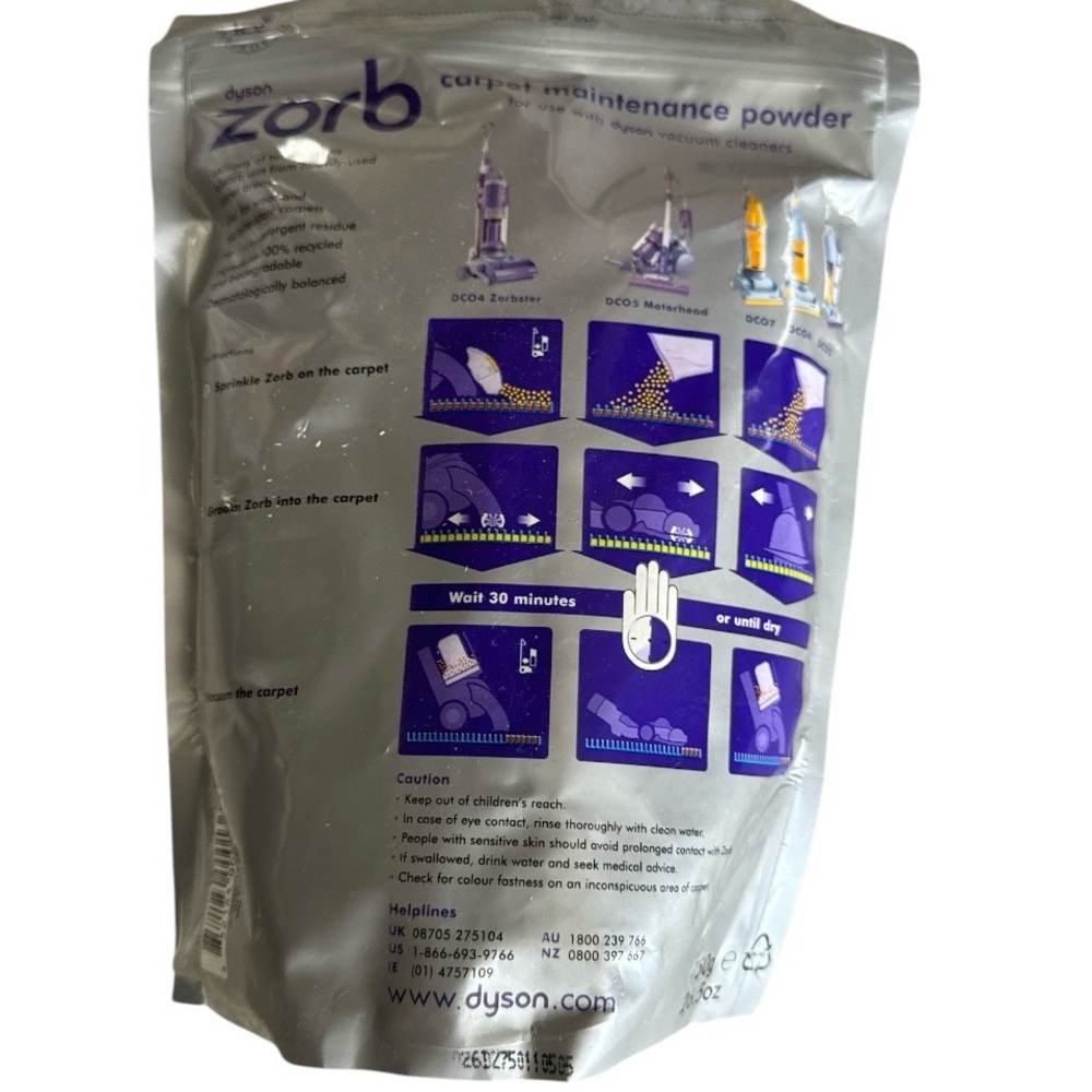 Dyson Zorb Carpet Maintenance Powder 26.5 oz 750g BRAND NEW SEALED - Picture 5 of 9